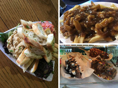 Eating our way through Niagara Falls! Don't miss the poutine in Canada!
