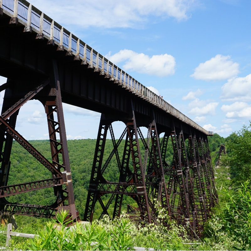 View of the Skywalk at Kinzua Bridge State Park in Pennsylvania. 